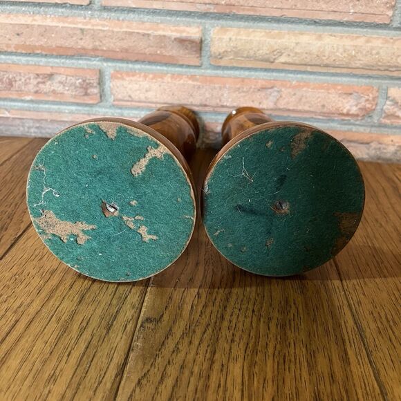 Vintage Hand Turned Mixed Wooden Candle Stick Holders 9” Boho - Picture 7 of 7